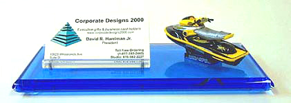 Acrylic/diecast personal watercraft business card holder